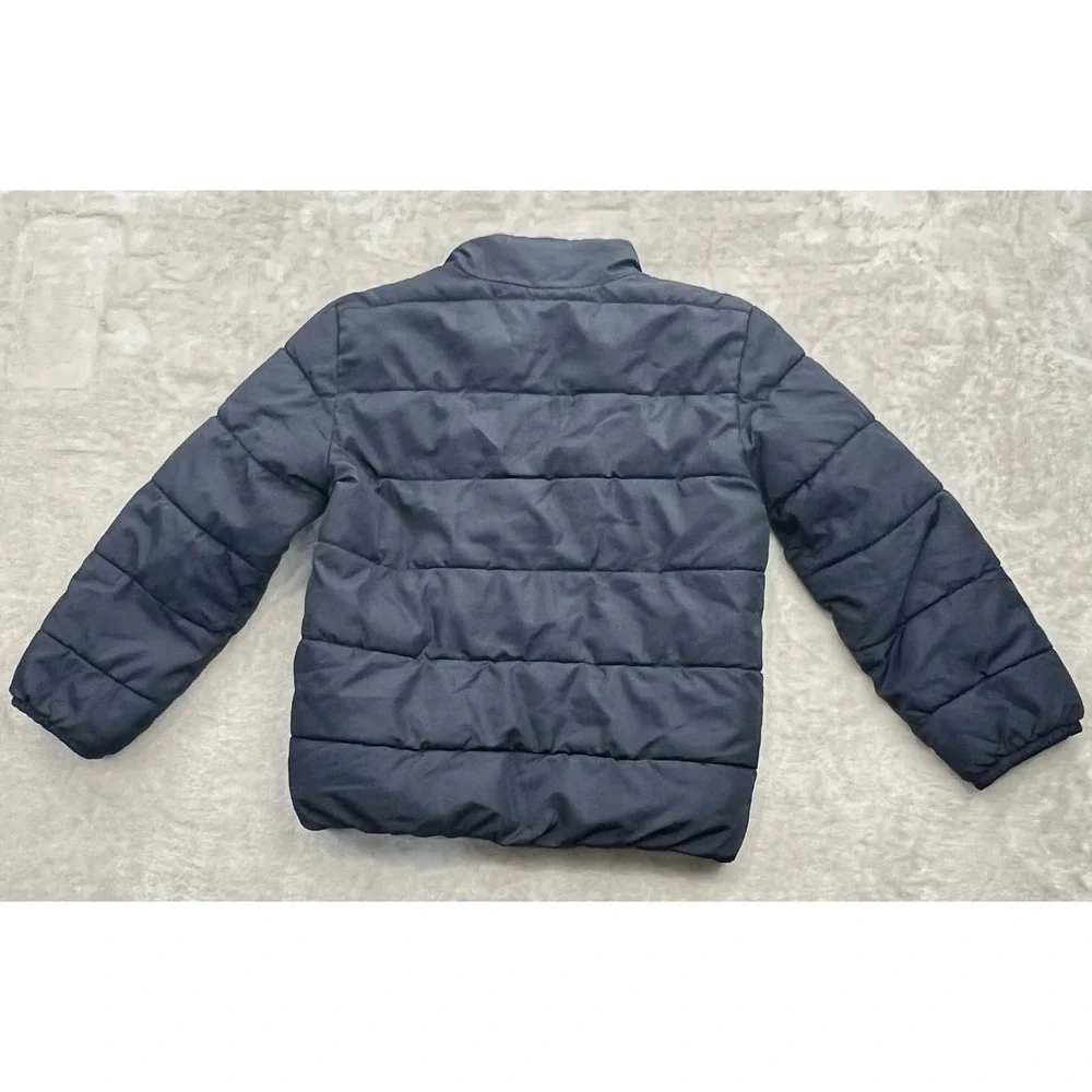 GUC The Childrens Place Boys Black Puffer Jacket Size S 5/6 Full Zip Mock Neck